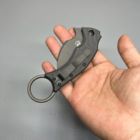 Fox Bastinelli 591 Luxury Black Bird Folding Karambit 2.25" Elmax Black Blade,  Carbon Fiber Titanium Handles