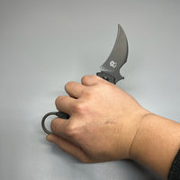 Fox Bastinelli 591 Luxury Black Bird Folding Karambit 2.25" Elmax Black Blade,  Carbon Fiber Titanium Handles