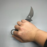 Fox Bastinelli 591 Luxury Black Bird Folding Karambit 2.25" Elmax Black Blade,  Carbon Fiber Titanium Handles