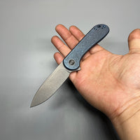 We Knife Company Elementum Flipper Knife 2.96" CPM-20CV ,Blue Titanium Handles - WE18062X-2