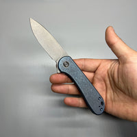 We Knife Company Elementum Flipper Knife 2.96" CPM-20CV ,Blue Titanium Handles - WE18062X-2
