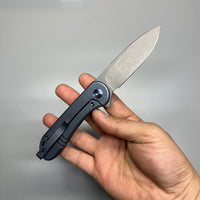 We Knife Company Elementum Flipper Knife 2.96" CPM-20CV ,Blue Titanium Handles - WE18062X-2