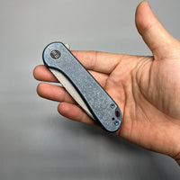 We Knife Company Elementum Flipper Knife 2.96" CPM-20CV ,Blue Titanium Handles - WE18062X-2