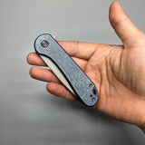 We Knife Company Elementum Flipper Knife 2.96" CPM-20CV ,Blue Titanium Handles - WE18062X-2