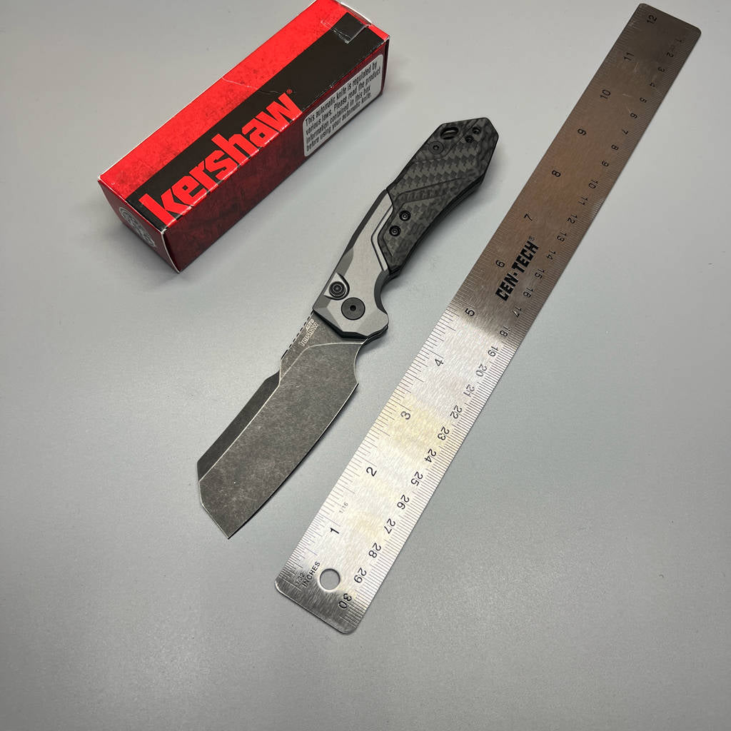 Kershaw 7850 Launch 14 AUTO Folding Knife 3.375" CPM-154 Cleaver Blade,  Aluminum Carbon Fiber Scale