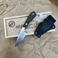 White River Knives M1 Pro Backpacker Fixed Blade Knife 3.25" S35VN Green and Orange G10 Handles, Kydex WRM1-TGO