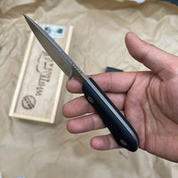White River Knives M1 Pro Backpacker Fixed Blade Knife 3.25" S35VN Stonewashed  Black G10 Handles, Kydex WRM1-TBL