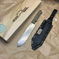 White River Knives Firecraft FC7 Fixed 7" S35VN Stonewashed Blade, Green Micarta Handles,