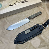 White River Knives Firecraft FC7 Fixed 7" S35VN Stonewashed Blade, Green Micarta Handles,