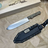 White River Knives Firecraft FC7 Fixed 7" S35VN Stonewashed Blade, Green Micarta Handles,