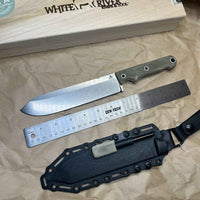 White River Knives Firecraft FC7 Fixed 7" S35VN Stonewashed Blade, Green Micarta Handles,