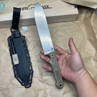 White River Knives Firecraft FC7 Fixed 7" S35VN Stonewashed Blade, Green Micarta Handles,