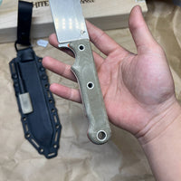 White River Knives Firecraft FC7 Fixed 7" S35VN Stonewashed Blade, Green Micarta Handles,