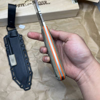 White River Knives Firecraft FC7 Fixed 7" S35VN Stonewashed Blade, Green Micarta Handles,