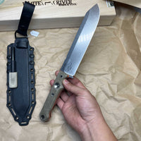 White River Knives Firecraft FC7 Fixed 7" S35VN Stonewashed Blade, Green Micarta Handles,