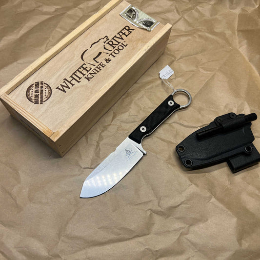 White River Knives FC3.5 Pro Fixed Blade Knife 3.5" S35VN Stonewashed, Textured Black G10 Handles,