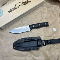 White River Knives Ursus 45 Fixed Blade Knife 4.5" S35VN Stonewashed, Black Burlap Micarta Handles, Kydex Sheath - WRUR45-BBL