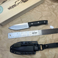 White River Knives Ursus 45 Fixed Blade Knife 4.5" S35VN Stonewashed, Black Burlap Micarta Handles, Kydex Sheath - WRUR45-BBL