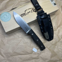 White River Knives Ursus 45 Fixed Blade Knife 4.5" S35VN Stonewashed, Black Burlap Micarta Handles, Kydex Sheath - WRUR45-BBL