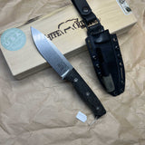 White River Knives Ursus 45 Fixed Blade Knife 4.5" S35VN Stonewashed, Black Burlap Micarta Handles, Kydex Sheath - WRUR45-BBL