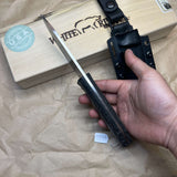White River Knives Ursus 45 Fixed Blade Knife 4.5" S35VN Stonewashed, Black Burlap Micarta Handles, Kydex Sheath - WRUR45-BBL