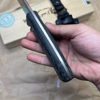 White River Knives Ursus 45 Fixed Blade Knife 4.5" S35VN Stonewashed, Black Burlap Micarta Handles, Kydex Sheath - WRUR45-BBL