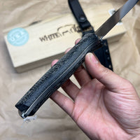 White River Knives Ursus 45 Fixed Blade Knife 4.5" S35VN Stonewashed, Black Burlap Micarta Handles, Kydex Sheath - WRUR45-BBL