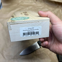 White River Knives Ursus 45 Fixed Blade Knife 4.5" S35VN Stonewashed, Black Burlap Micarta Handles, Kydex Sheath - WRUR45-BBL