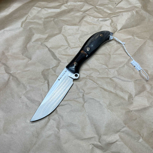 BUSSE Custom G10 base and wooden handle inlaid with mammoth fossil mosaic rivets INFI  RadioActive Mean street