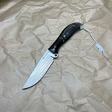 BUSSE Custom G10 base and wooden handle inlaid with mammoth fossil mosaic rivets INFI  RadioActive Mean street