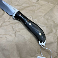 BUSSE Custom G10 base and wooden handle inlaid with mammoth fossil mosaic rivets INFI  RadioActive Mean street