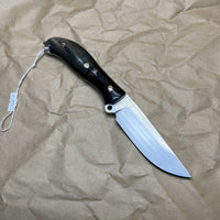 BUSSE Custom G10 base and wooden handle inlaid with mammoth fossil mosaic rivets INFI  RadioActive Mean street