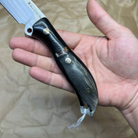 BUSSE Custom G10 base and wooden handle inlaid with mammoth fossil mosaic rivets INFI  RadioActive Mean street