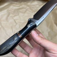 BUSSE Custom G10 base and wooden handle inlaid with mammoth fossil mosaic rivets INFI  RadioActive Mean street