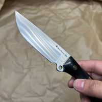 BUSSE Custom G10 base and wooden handle inlaid with mammoth fossil mosaic rivets INFI  RadioActive Mean street