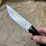 BUSSE Custom G10 base and wooden handle inlaid with mammoth fossil mosaic rivets INFI  RadioActive Mean street