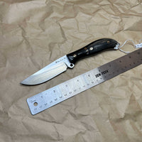 BUSSE Custom G10 base and wooden handle inlaid with mammoth fossil mosaic rivets INFI  RadioActive Mean street