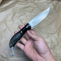 BUSSE Custom G10 base and wooden handle inlaid with mammoth fossil mosaic rivets INFI  RadioActive Mean street
