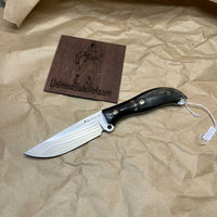 BUSSE Custom G10 base and wooden handle inlaid with mammoth fossil mosaic rivets INFI  RadioActive Mean street