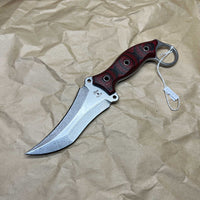 BUSSE Triceratops stonewashed with red/black g10 handles