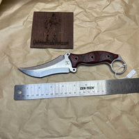 BUSSE Triceratops stonewashed with red/black g10 handles