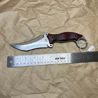 BUSSE Triceratops stonewashed with red/black g10 handles