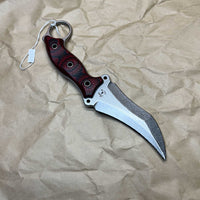 BUSSE Triceratops stonewashed with red/black g10 handles