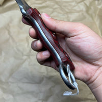 BUSSE Triceratops stonewashed with red/black g10 handles