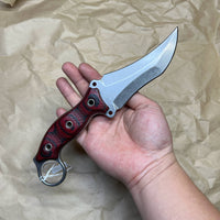 BUSSE Triceratops stonewashed with red/black g10 handles