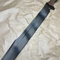 BUSSE F16 sword shadow camo coating with tan canvas handles