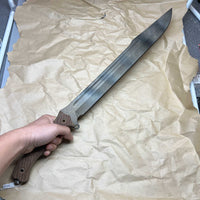 BUSSE F16 sword shadow camo coating with tan canvas handles