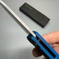 Pro-Tech 5201 Malibu Manual Flipper Knife 3.30" CPM-20CV Stonewashed Reverse Tanto Blade, Blue Aluminum Handles