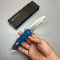 Pro-Tech 5201 Malibu Manual Flipper Knife 3.30" CPM-20CV Stonewashed Reverse Tanto Blade, Blue Aluminum Handles