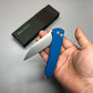 Pro-Tech 5201 Malibu Manual Flipper Knife 3.30" CPM-20CV Stonewashed Reverse Tanto Blade, Blue Aluminum Handles